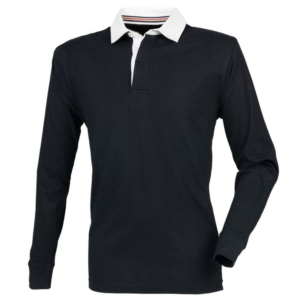 Front Row Mens  Long Sleeve Rugby Shirt/Top / Black